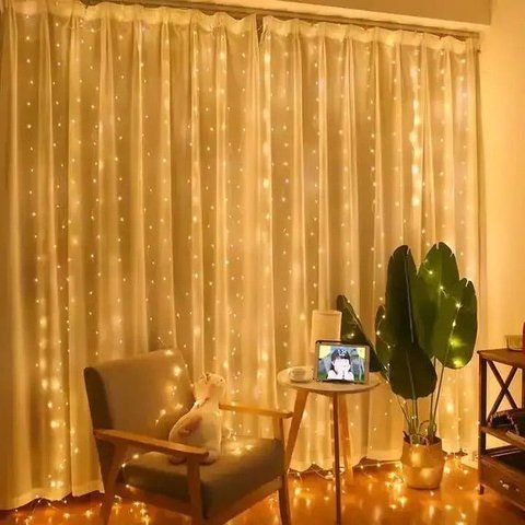 Гірлянда-штора "Роса" 200 LED, 3х2 м, теплий і білий USB (SF-1, SF-2) 527 фото