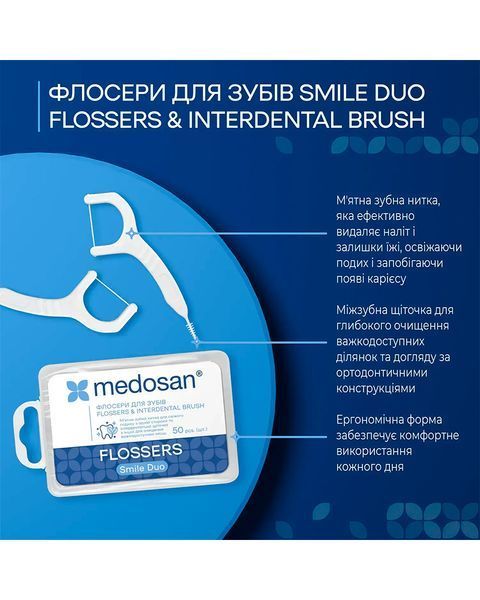 Флосери для зубів Smile Duo Flossers & Interdental Brush Medosan 1105 фото