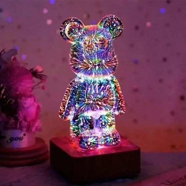 3D нічник Ведмедик Bearbrick із RGB-підсвіткою (8 кольорів) 532 фото