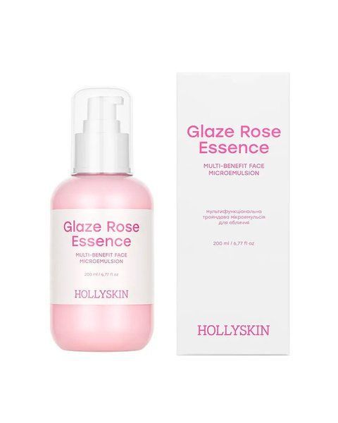 Мультифункціональна трояндова мікроемульсія для обличчя HOLLYSKIN Glaze Rose Essence 50ml 1148 фото