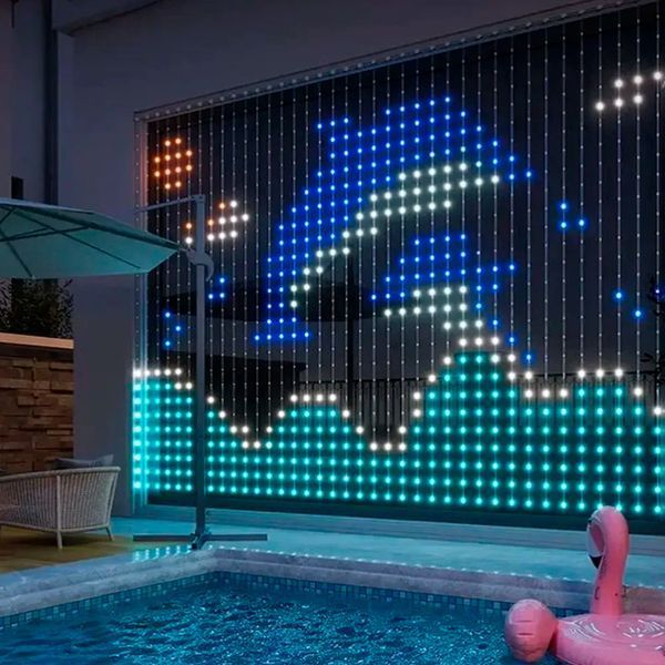 Смарт-гірлянда штора від USB, 3х3м, 400 LED (з пультом, різнокольорова) 1610 фото