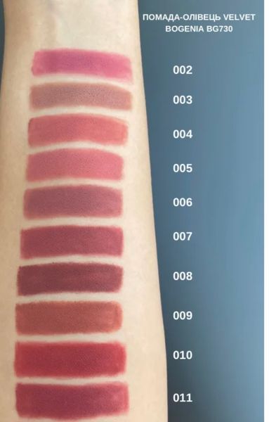 Помада-олівець BOGENIA Velvet Waterproof Matte - 2 Помада-олівець BOGENIA Velvet Waterproof Matte фото