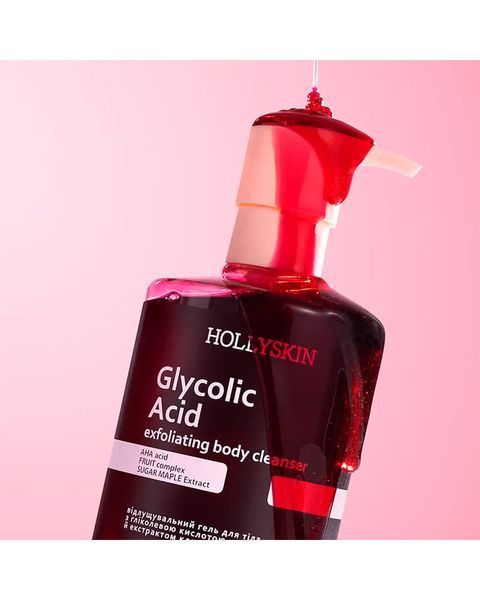 Відлущувальний гель для очищення тіла Hollyskin Glycolic Acid з гліколевою кислотою та екстрактом кленового соку 1093 фото