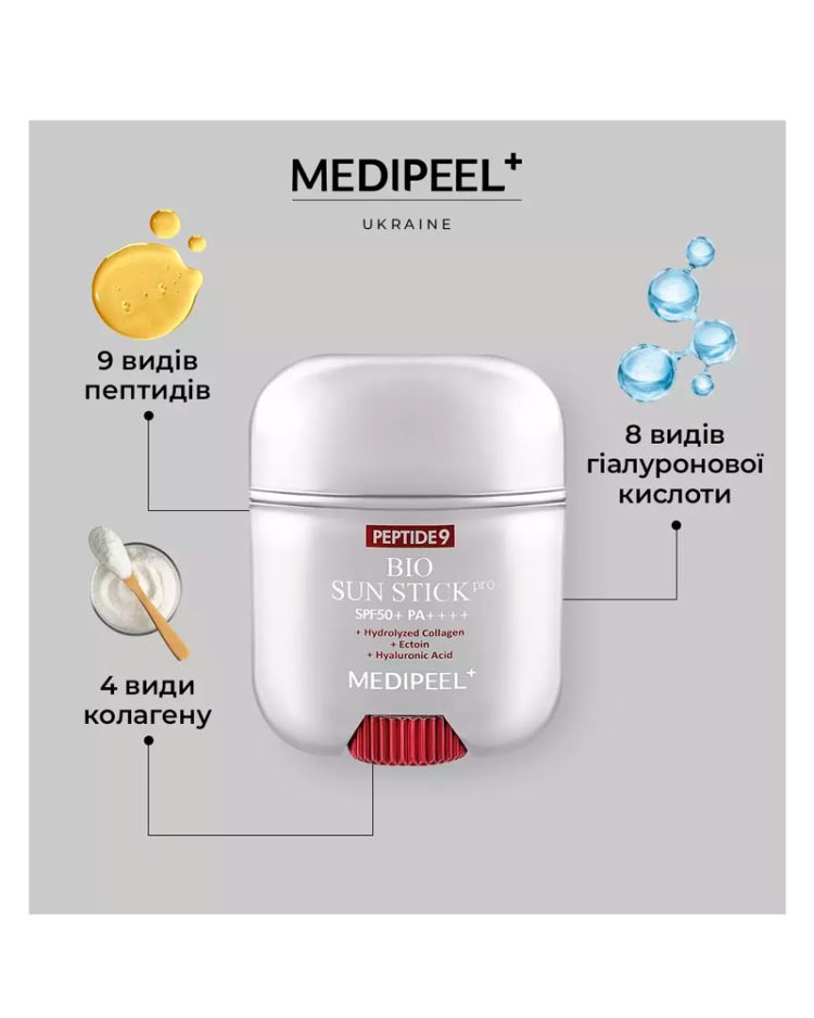 Сонцезахисний стік з пептидами для омолодження і захисту MEDIPEEL Peptide 9 Bio Sun Stick Pro SPF50+ PA++++ - Зображення 2