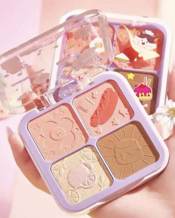 Універсальна палетка 3 в 1 (бронзер, рум'яна, хайлайтер) Kiss Beauty, №01