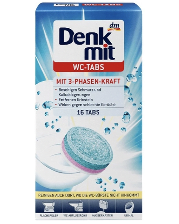 Таблетки для чищення унітазів Denkmit WC Reiniger Tabs 16 шт