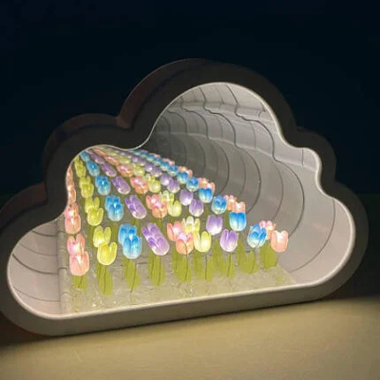 Настільна лампа нескінченне дзеркало - "Тюльпани в хмаринці" LED night lamp CLOUD