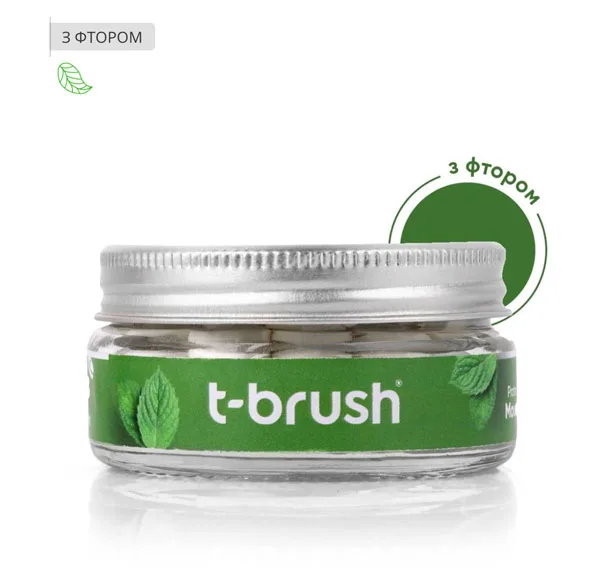 Ополіскувач ротової порожнини в таблетках зі смаком мʼяти з фтором - t-brush