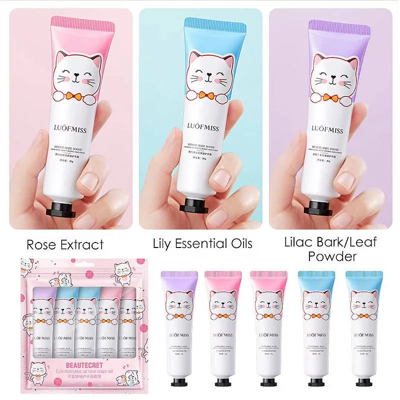 Набір кремів для рук з зволожуючим ефектом Luofmiss Cute Moisturize Cat Hand Cream Set