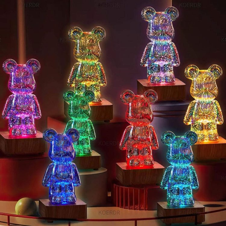 3D нічник "Ведмедик Bearbrick" із RGB-підсвіткою (8 кольорів)