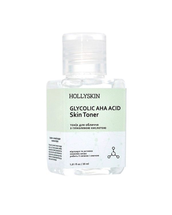 Тонік для обличчя з гліколевою кислотою Hollyskin Glycolic AHA Acid Skin Toner, 30 мл