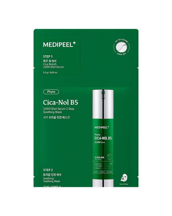 Двоетапний набір для обличчя з центелою Medi-Peel Phyto Cica-nol B5 3000 Shot Serum 2 Step Mask, 1 шт.