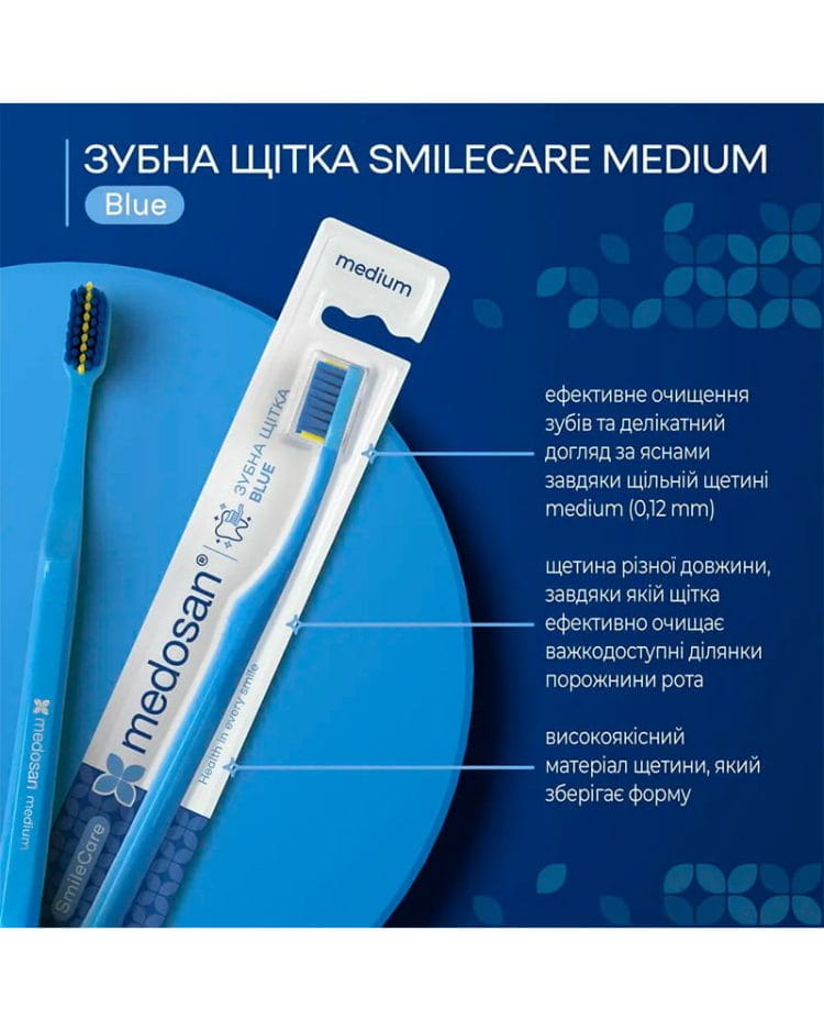 Зубна щітка Medosan SmileCare Medium Blue - Зображення 2