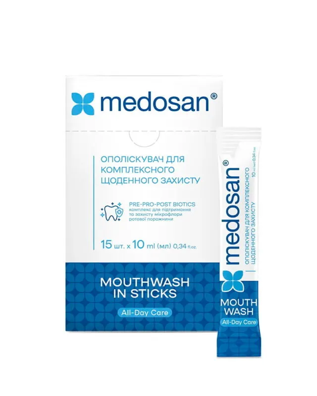 Ополіскувач для комплексного щоденного захисту All-Day Care Medosan 15 шт. х 10 мл