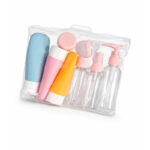 Дорожній набір ємностей для косметики (8 предметів) у прозорій косметичці