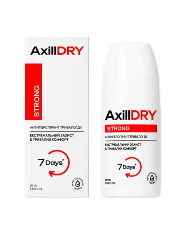 Кульковий антиперспірант тривалої дії AxillDRY Strong (до 7 днів захисту) 50 мл